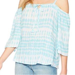 Aqua Waves Sheer Off the Shoulder Blouse